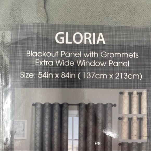 Gloria Blackout Panels with Grommets Set of 2 Light Grey Polyester Extra Wide - Picture 3 of 8